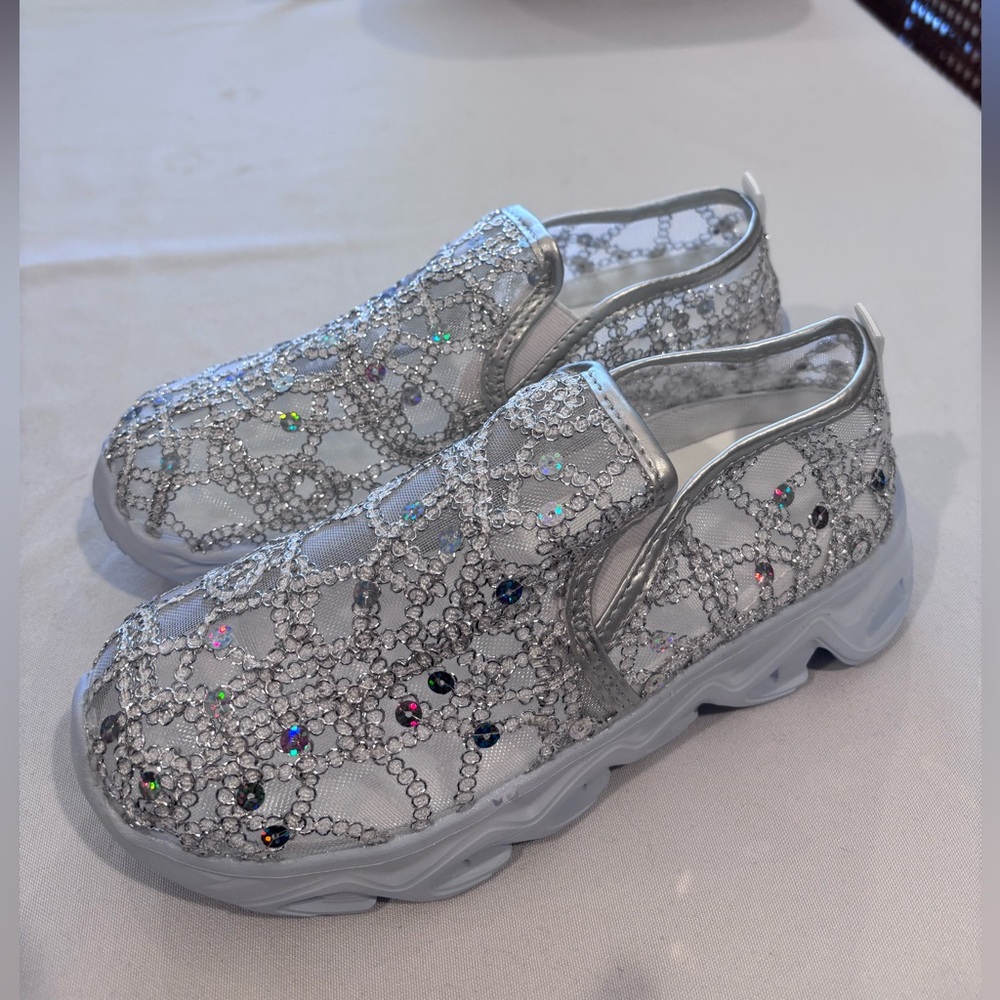 Silver Breathable Sparkly Women's Sneakers